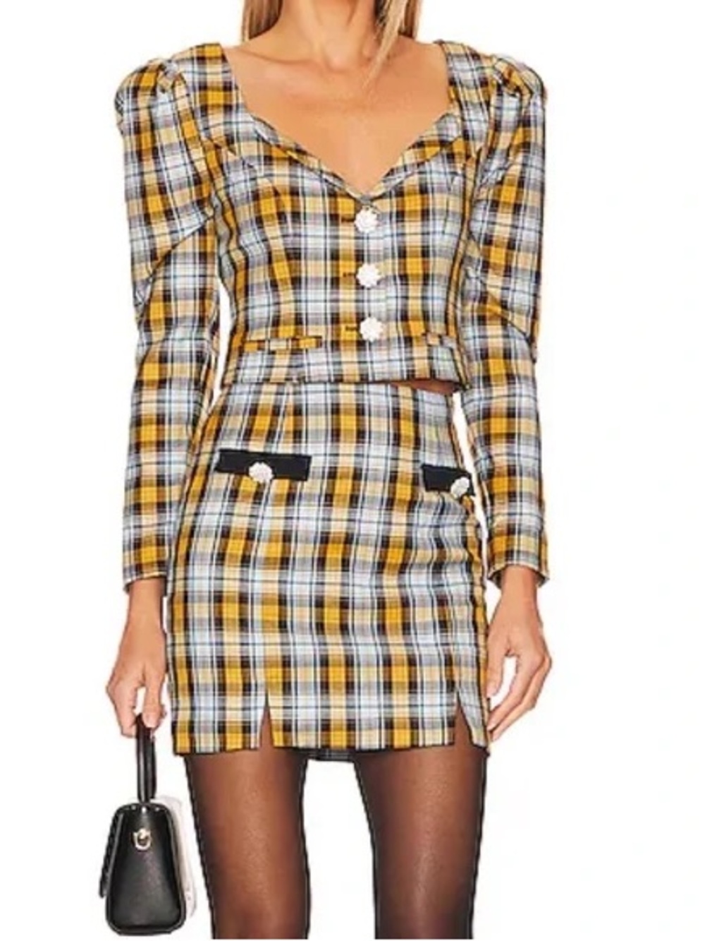 MAJORELLE Yellow Plaid Mini Skirt Set Clueless